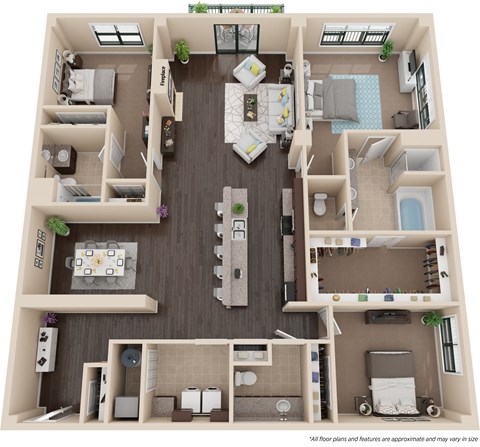 Floor plan for 3 beds, 2.5 baths, 2025 sqft